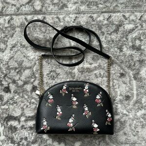 Kate Spade Black Minnie Mouse Crossbody Bag with Gold Chain
